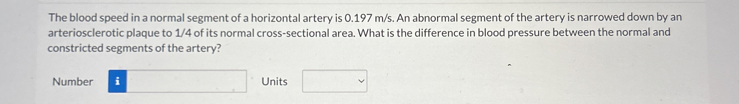 The blood speed in a normal segment of a