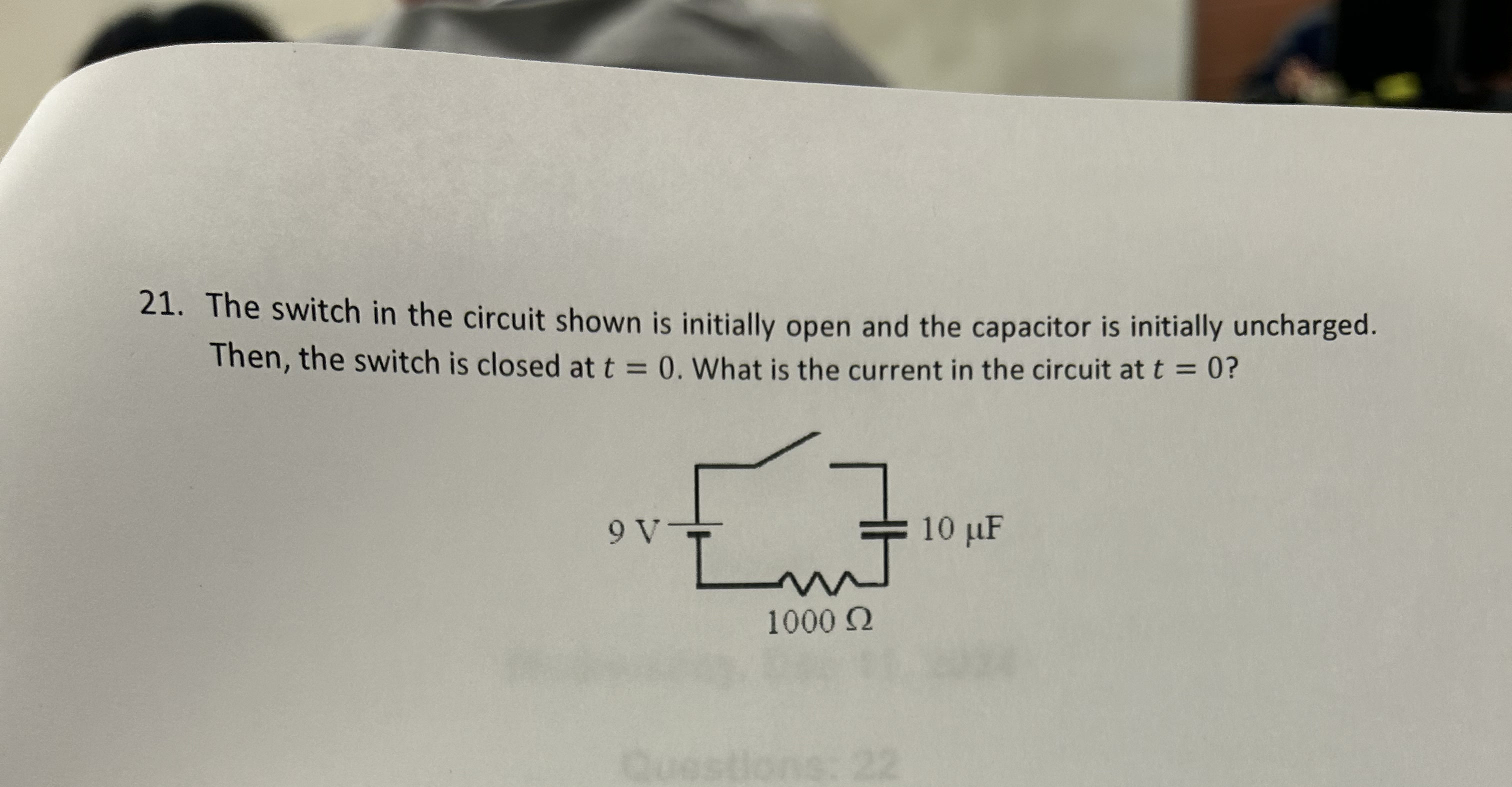 The switch in the circuit shown is initially open