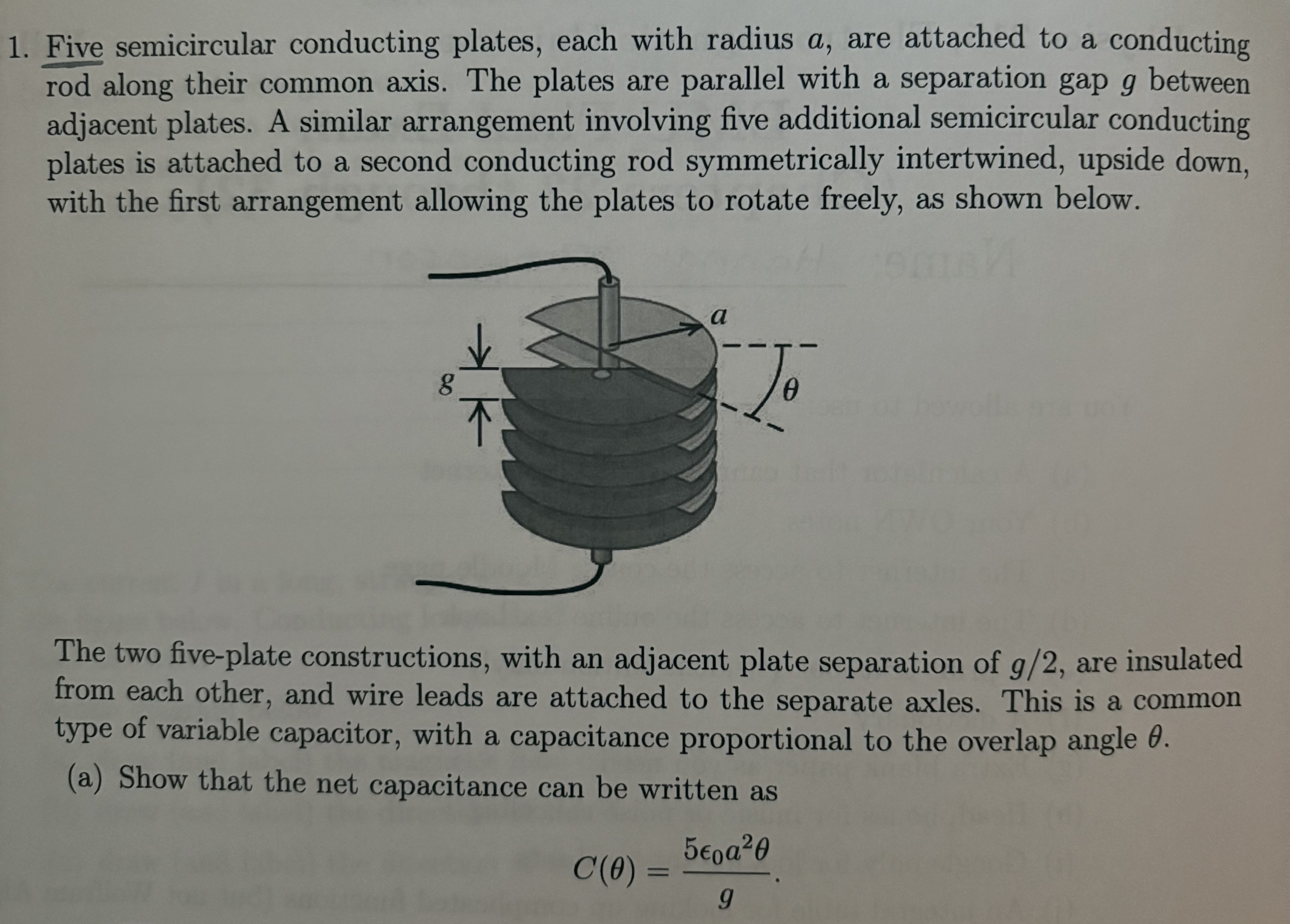 Five semicircular conducting plates, each with