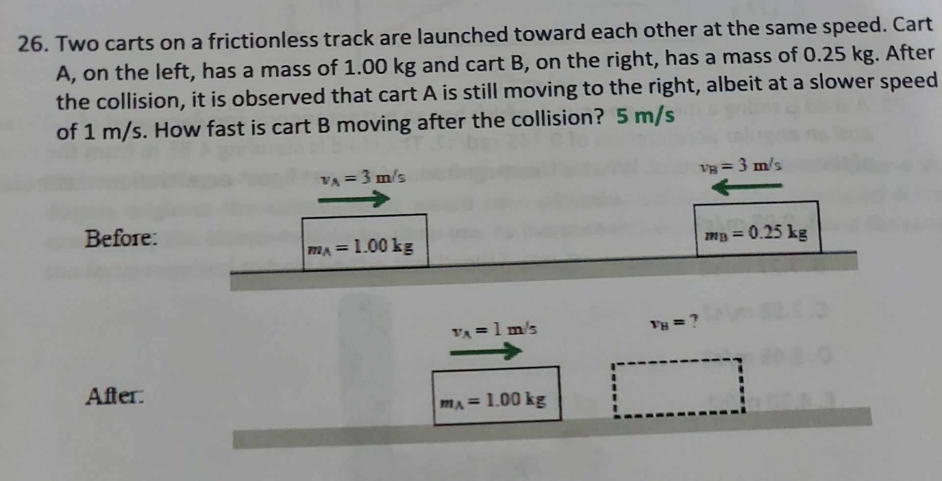 Two carts on a frictionless track are launched