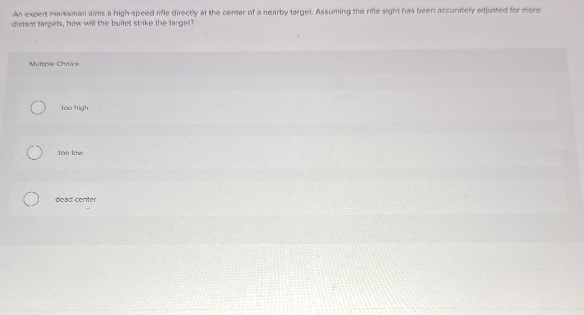 An expert marksman aims a high - speed rifle