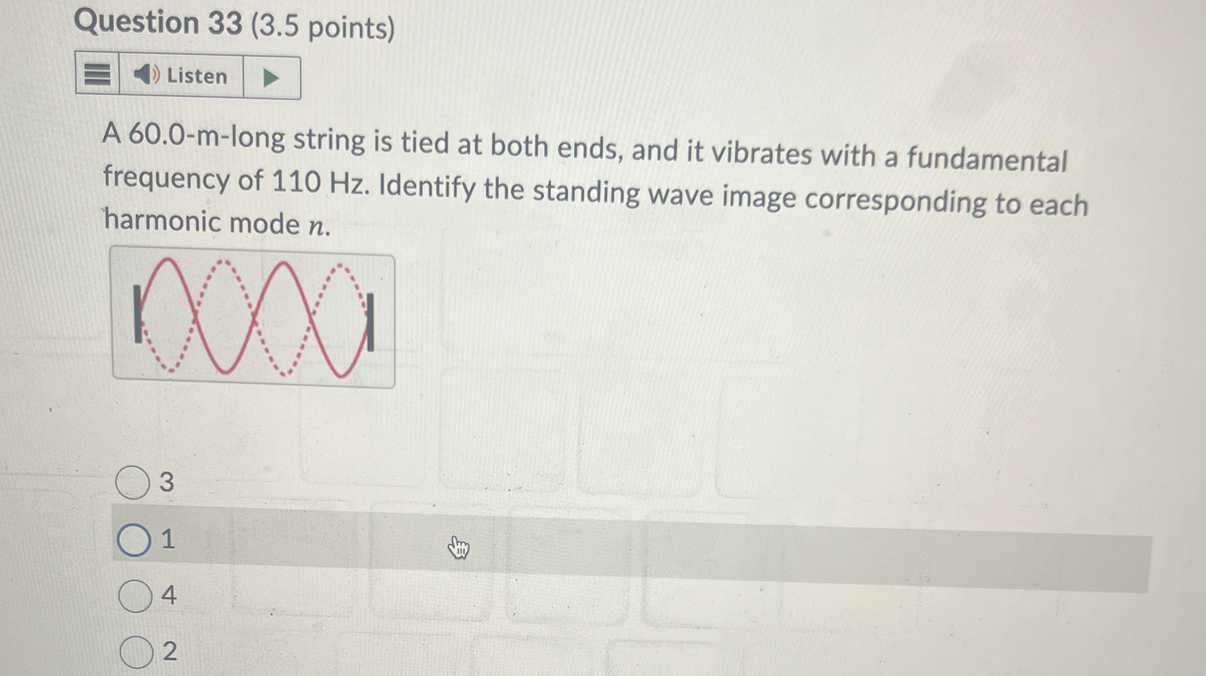 Question 3 3 ( 3 . 5 points ) A 6 0 . 0 - m -
