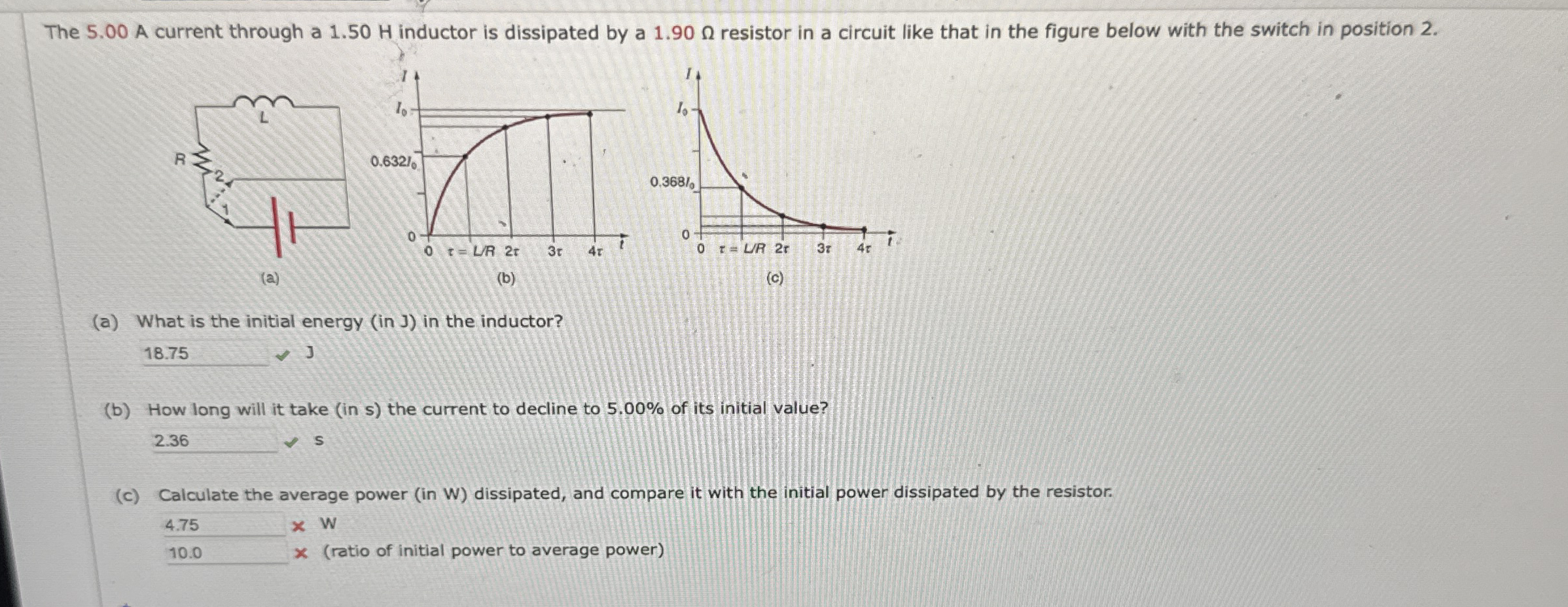 The 5 . 0 0 A current through a 1 . 5 0 H