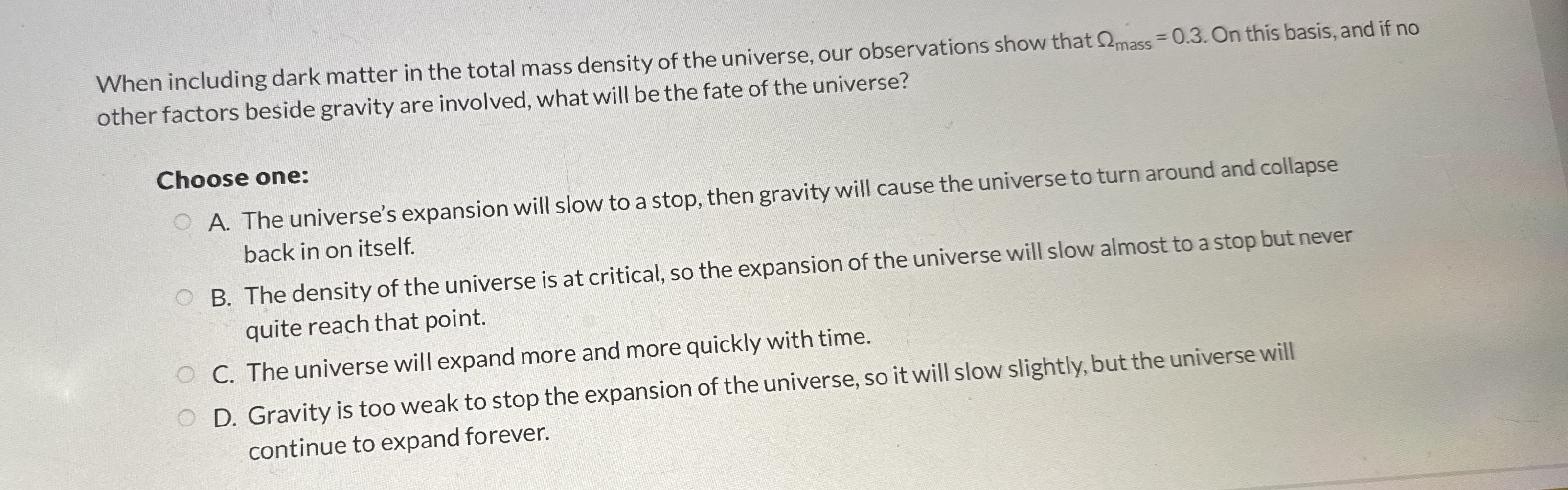 When including dark matter in the total mass