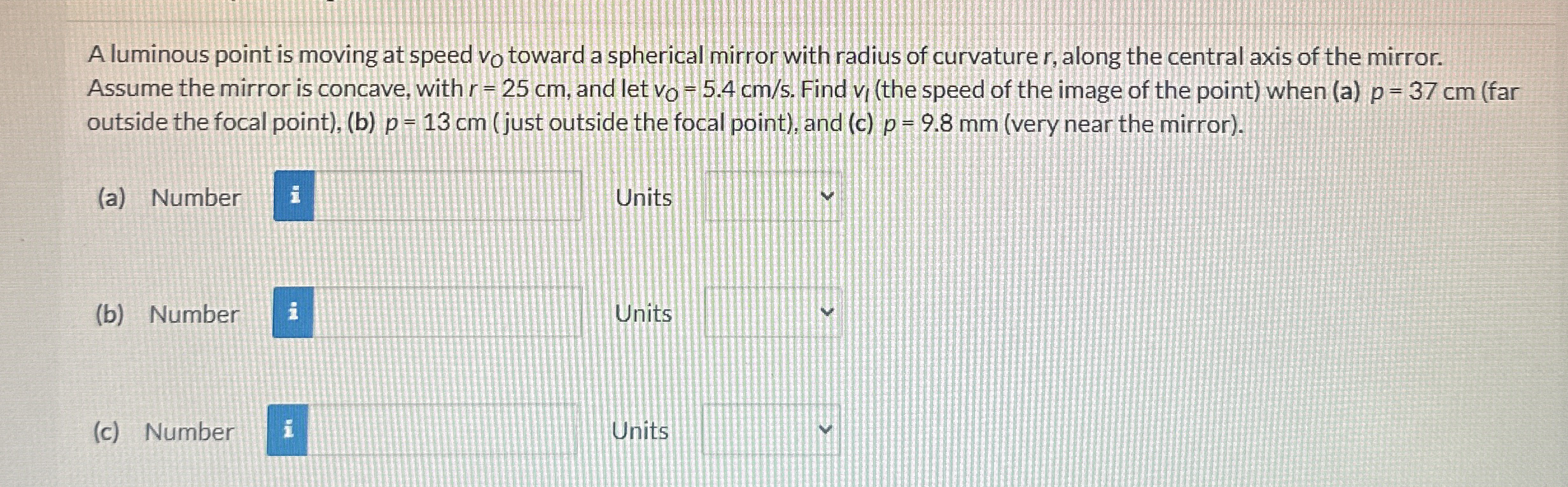 A luminous point is moving at speed v 0 toward a