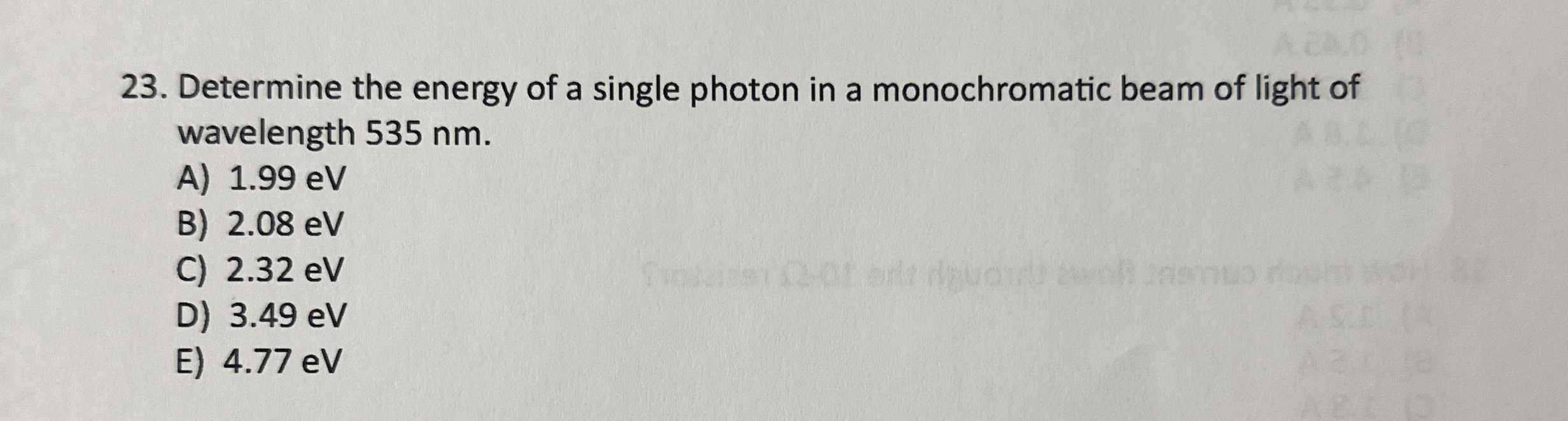 Determine the energy of a single photon in a