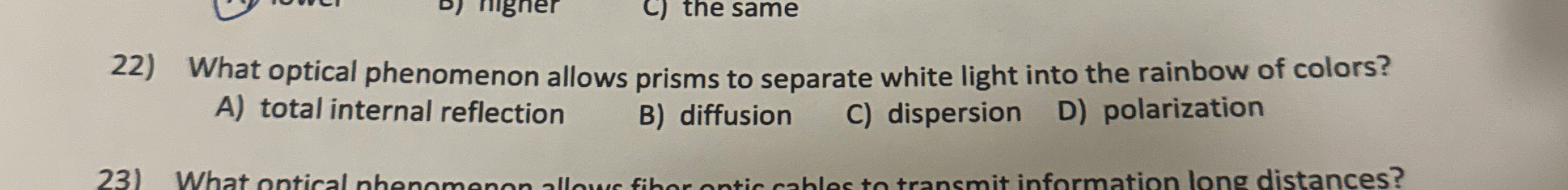 What optical phenomenon allows prisms to separate