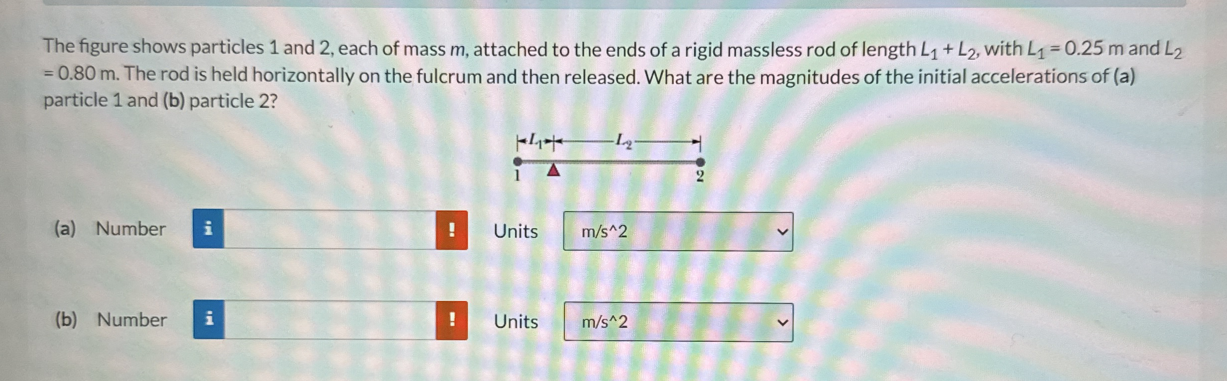 The figure shows particles 1 and 2 , each of mass