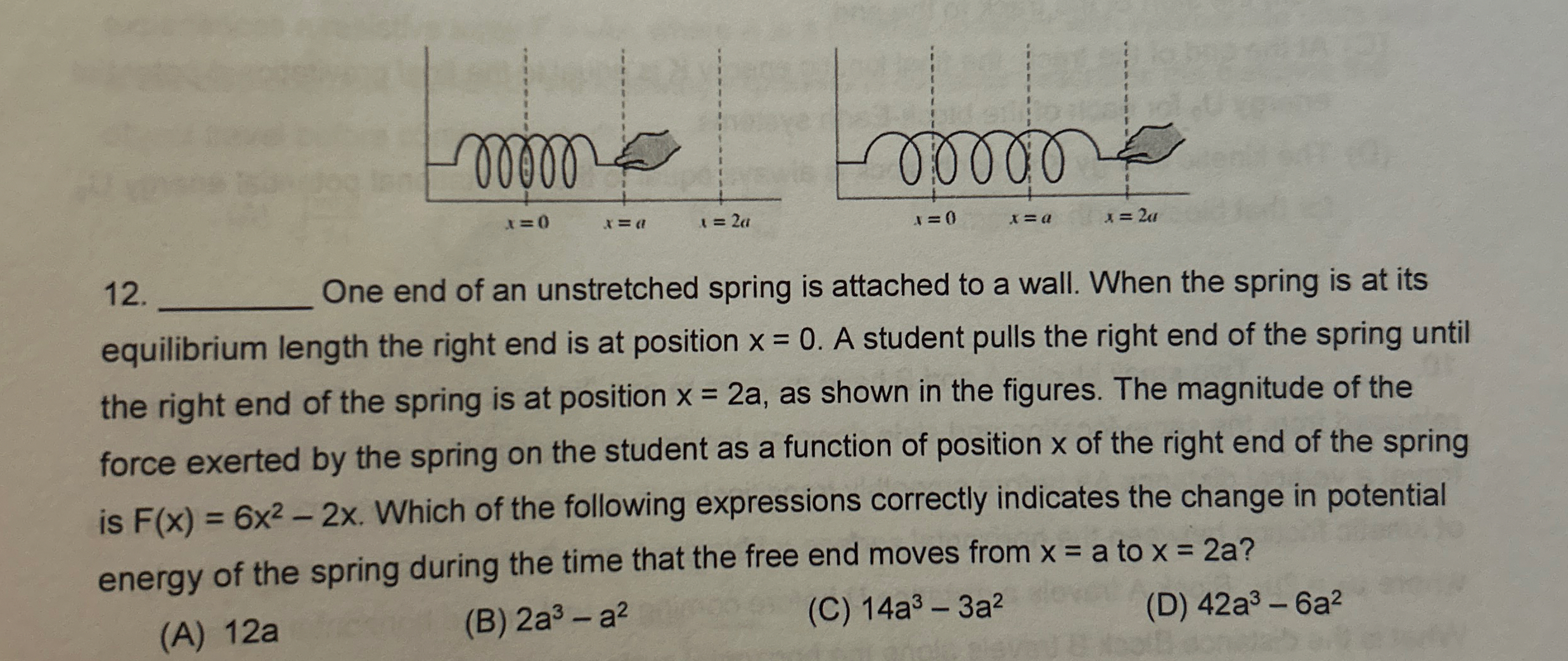 q , One end of an unstretched spring is attached