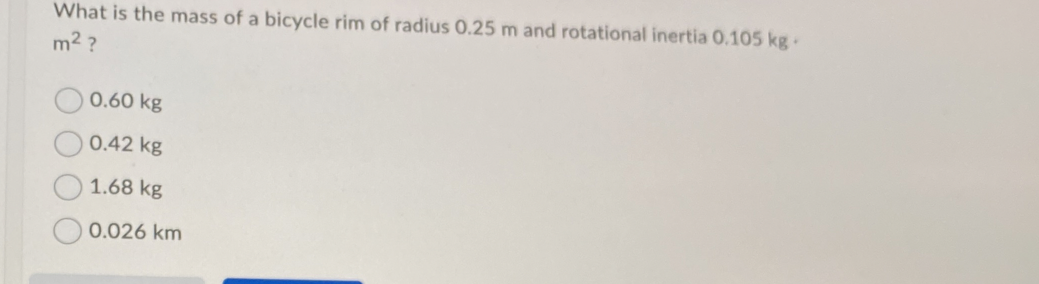What is the mass of a bicycle rim of radius 0 . 2