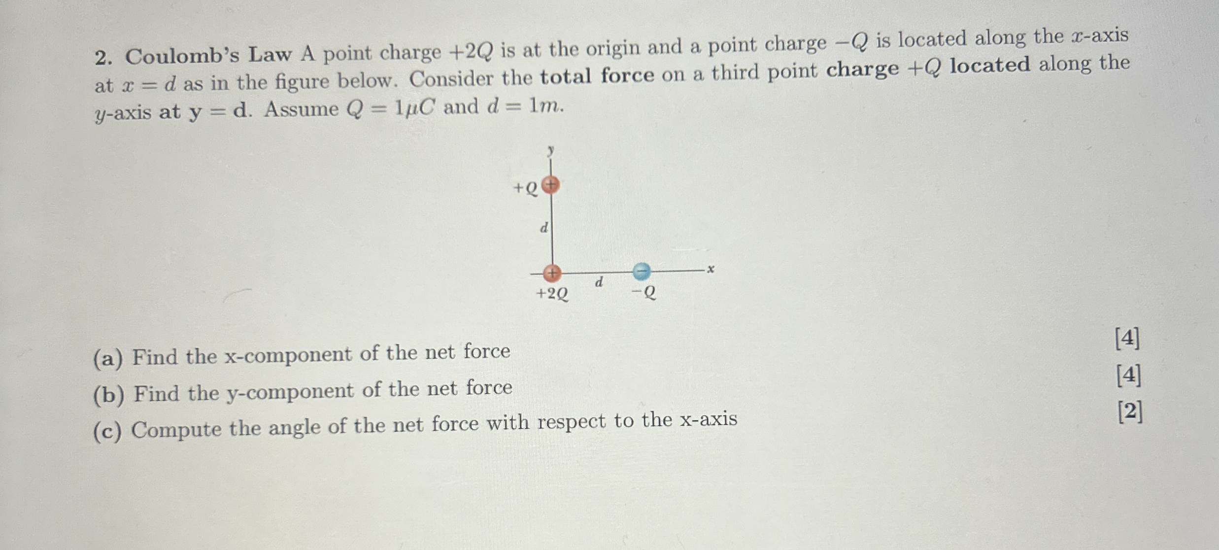 Coulomb's Law A point charge + 2 Q is at the