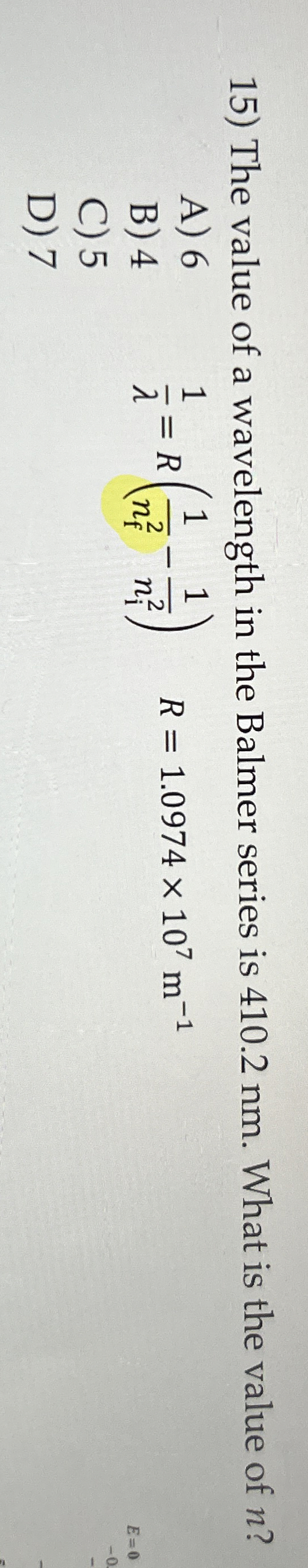 The value of a wavelength in the Balmer series is