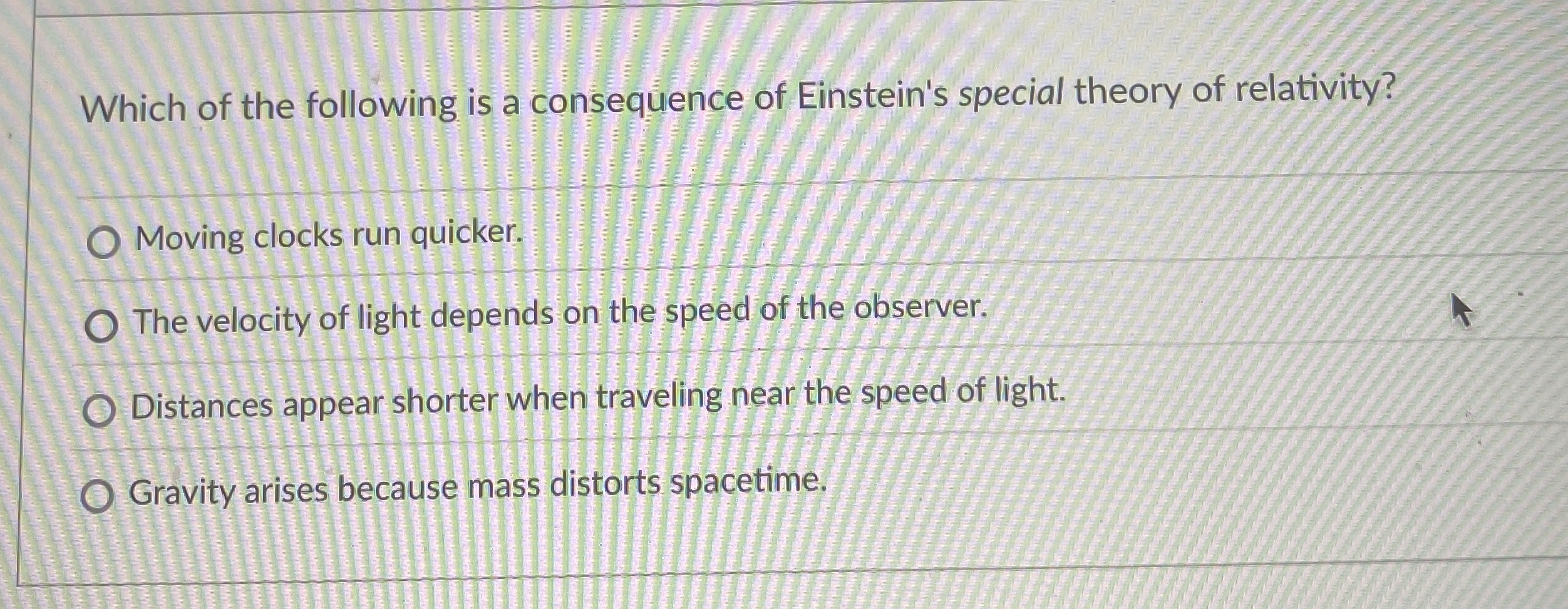 Which of the following is a consequence of