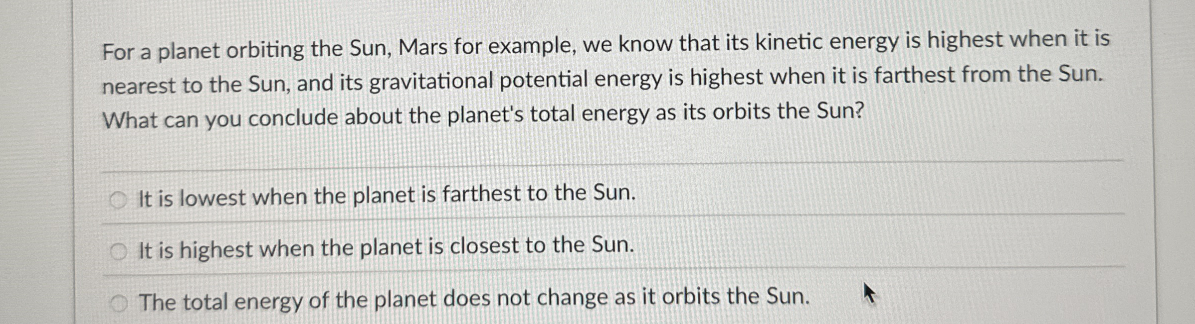 For a planet orbiting the Sun, Mars for example,