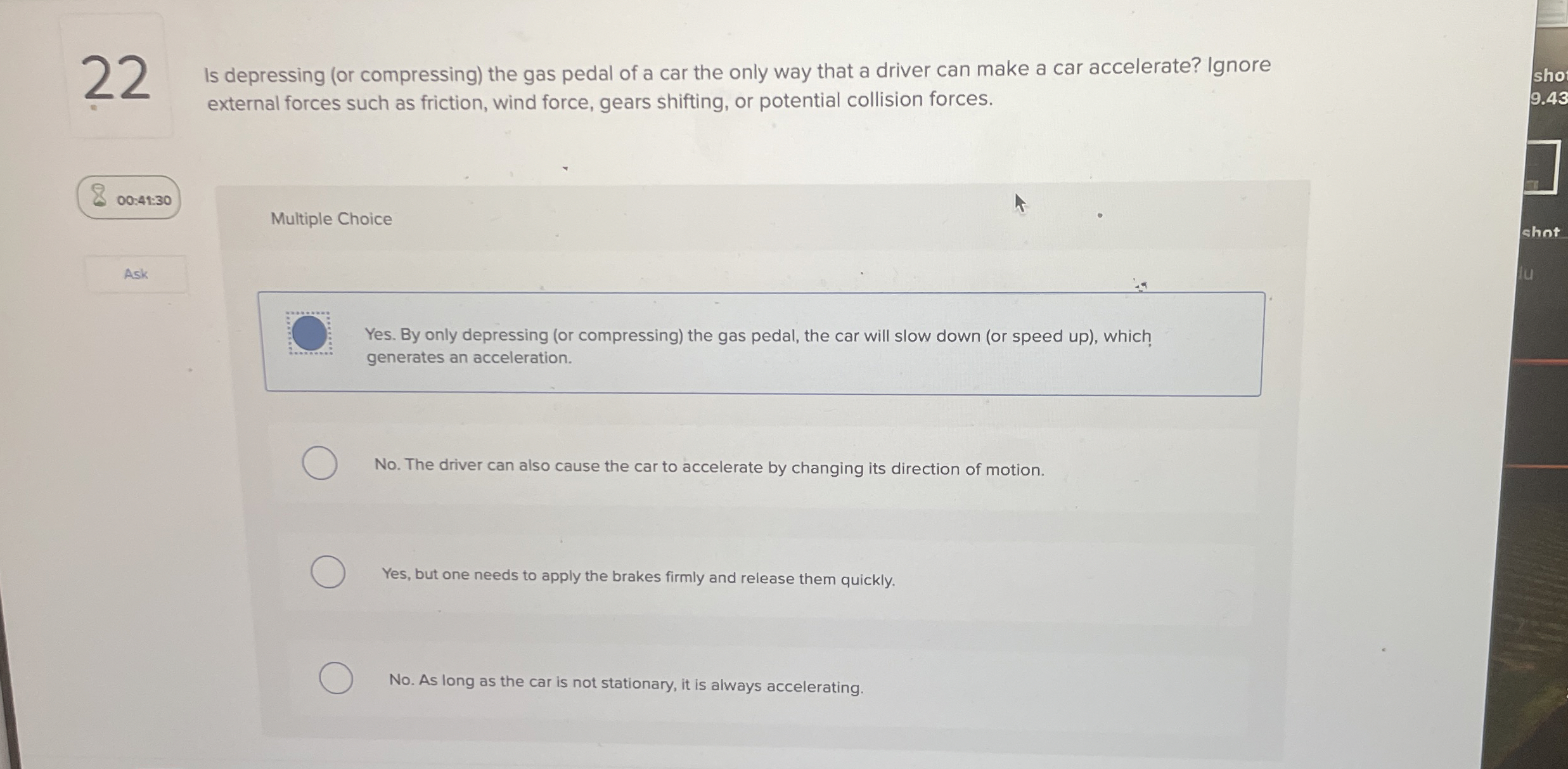 2 2 Is depressing ( or compressing ) the gas