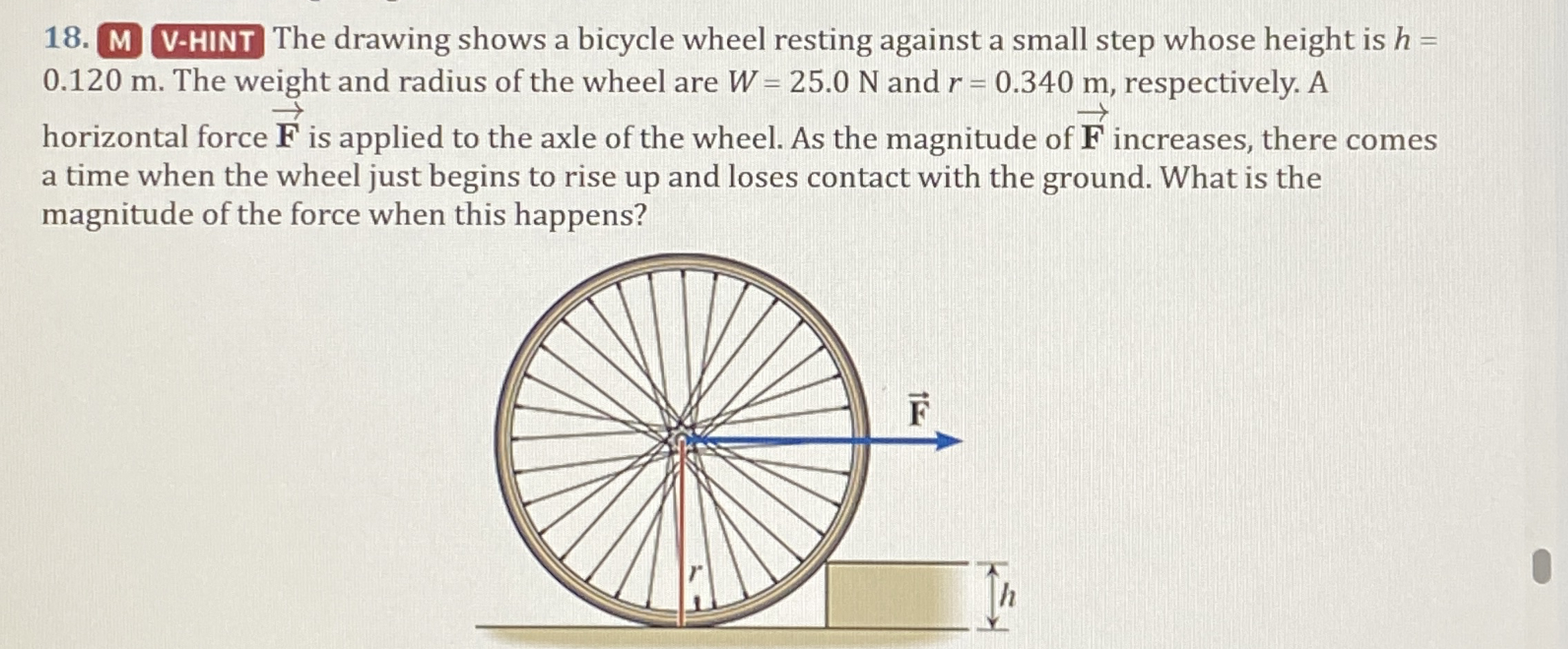 M V - HINT The drawing shows a bicycle wheel