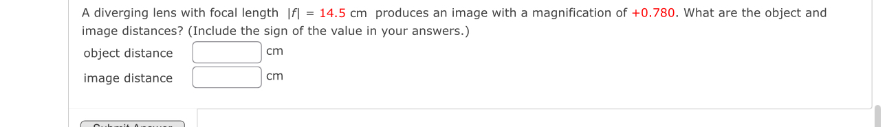 A diverging lens with focal length | f | = 1 4 .