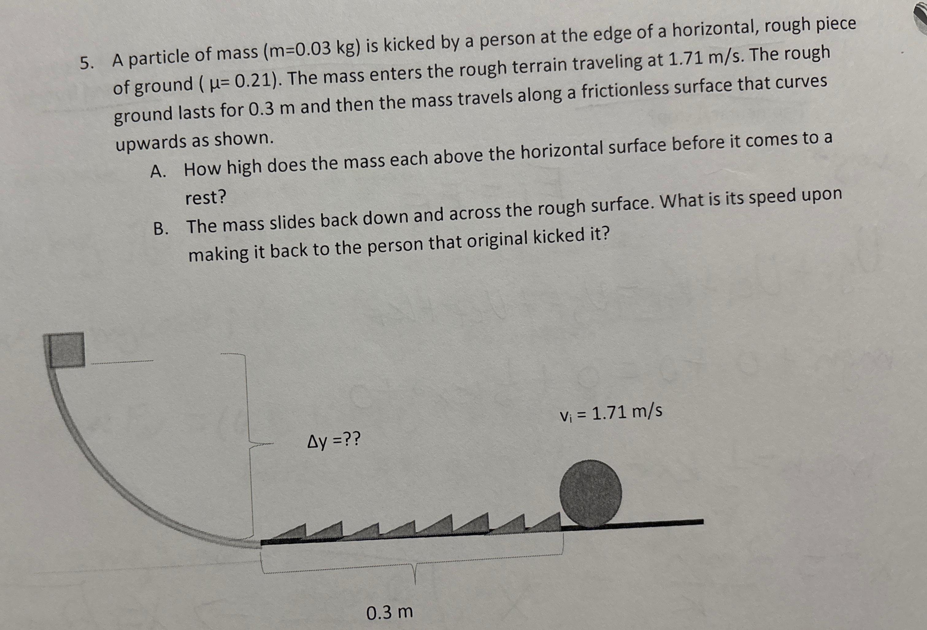 A particle of mass ( m = 0 . 0 3 k g ) is kicked