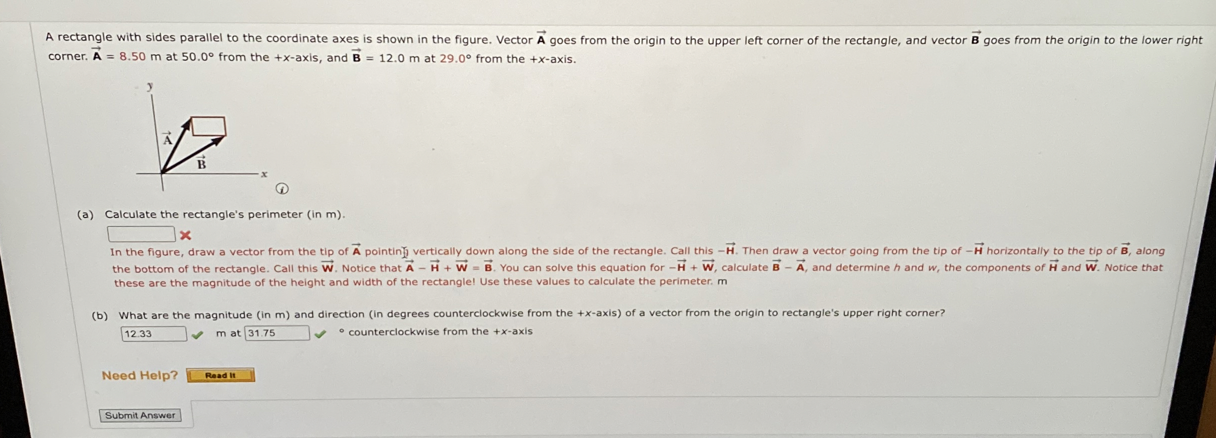 A rectangle with sides parallel to the coordinate