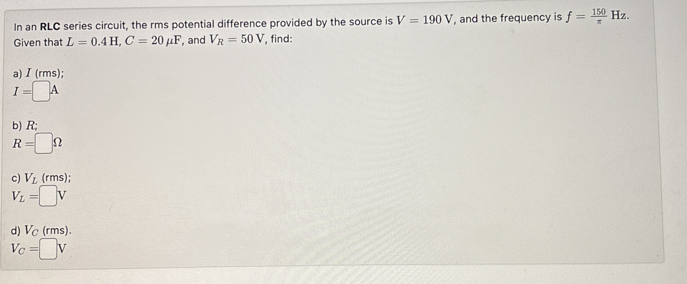 In an RLC series circuit, the rms potential