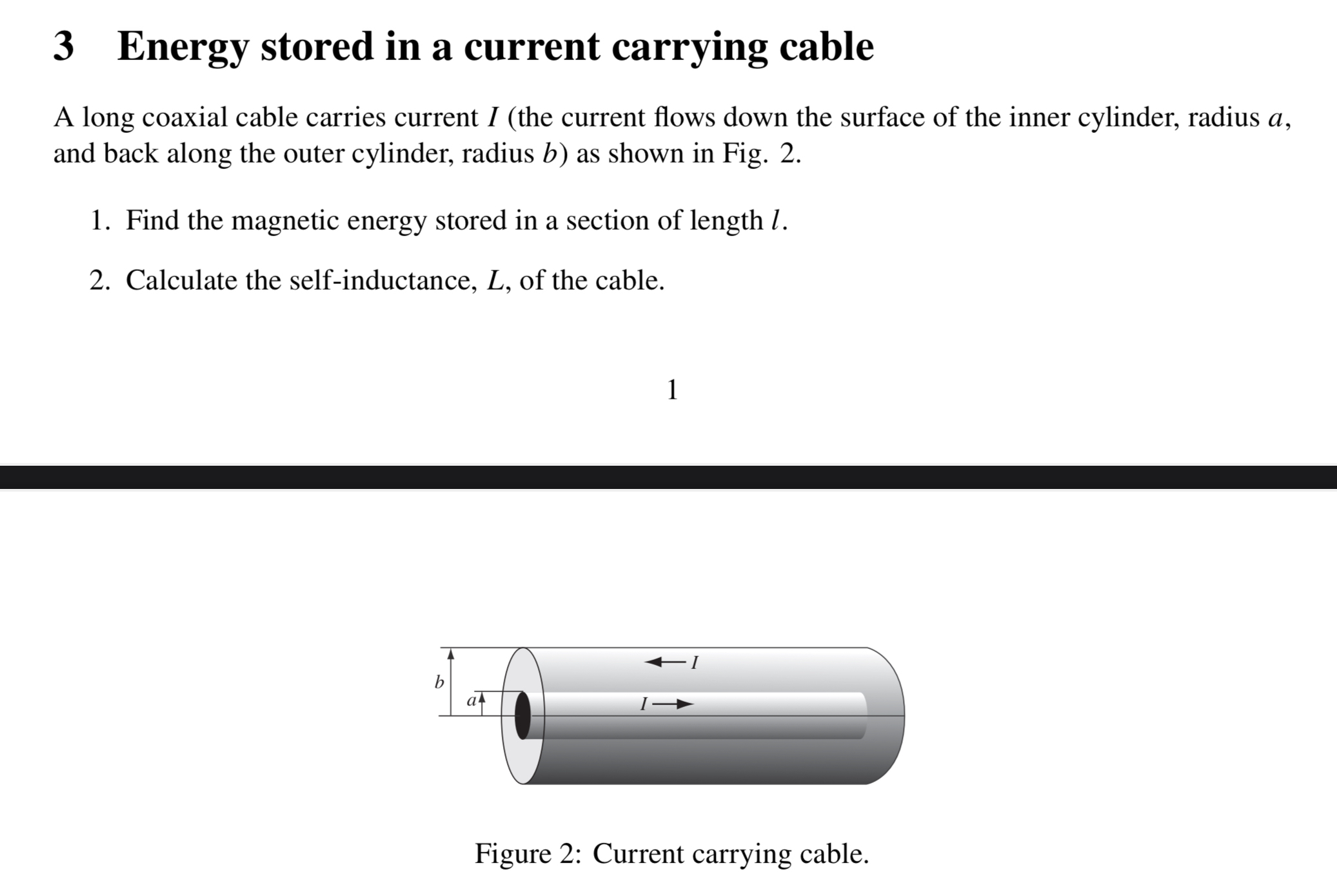 3 Energy stored in a current carrying cable A