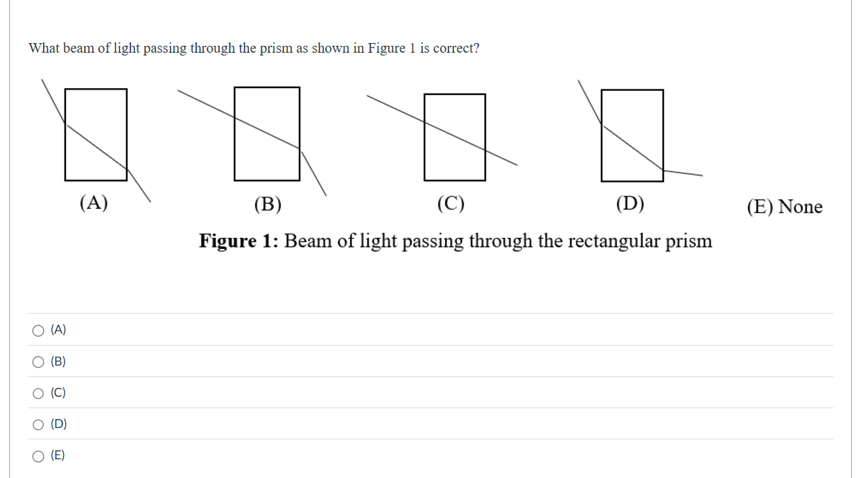 1 . What beam of light passing through the prism