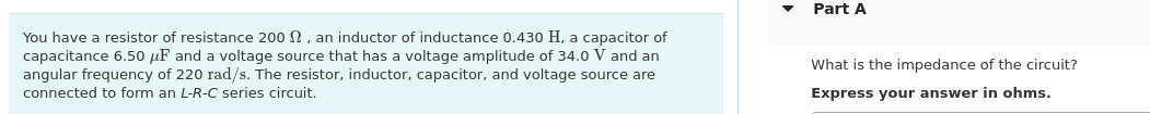 You have a resistor of resistance \ ( 2 0 0 \