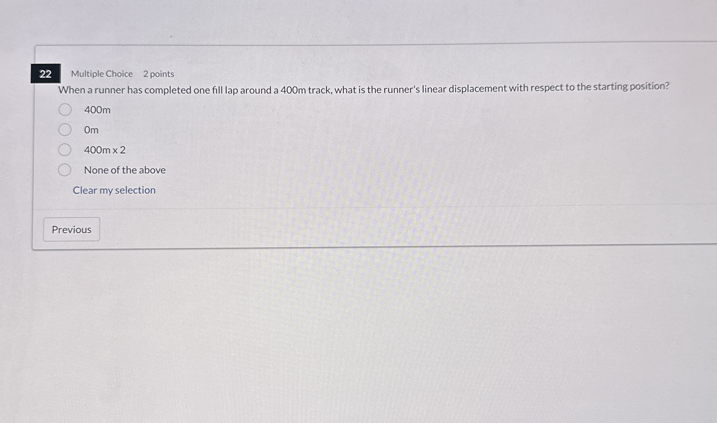 Multiple Choice 2 points When a runner has