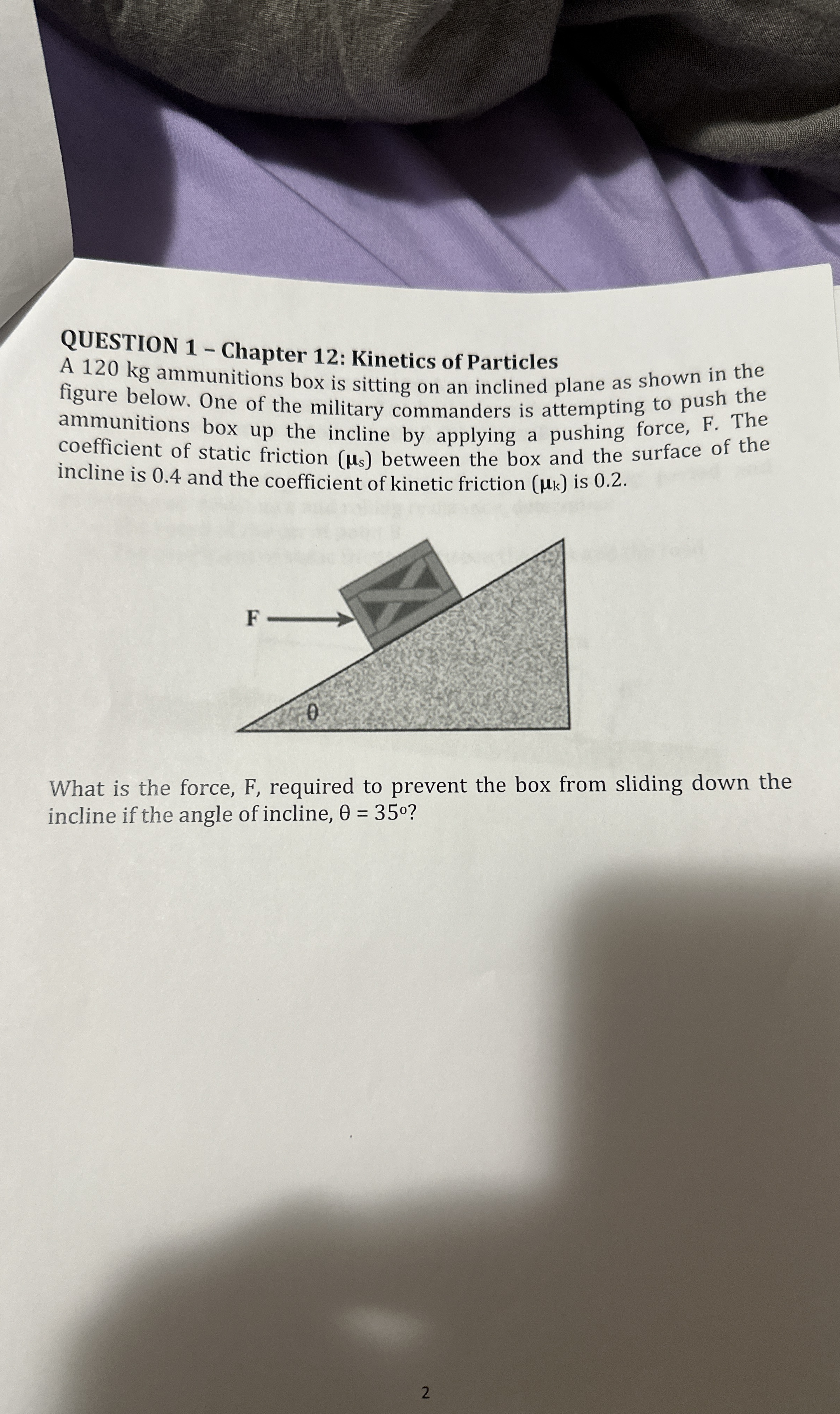 QUESTION 1 - Chapter 1 2 : Kinetics of Particles