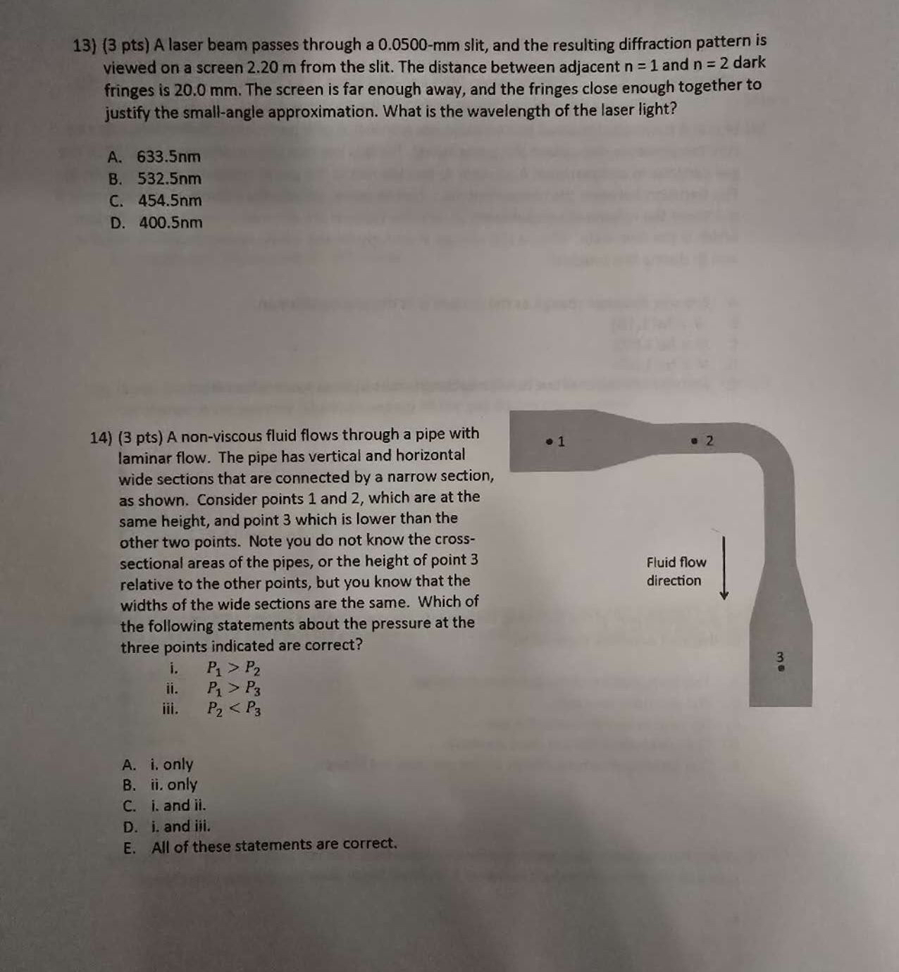 ( 3 pts ) A laser beam passes through a 0 . 0 5 0