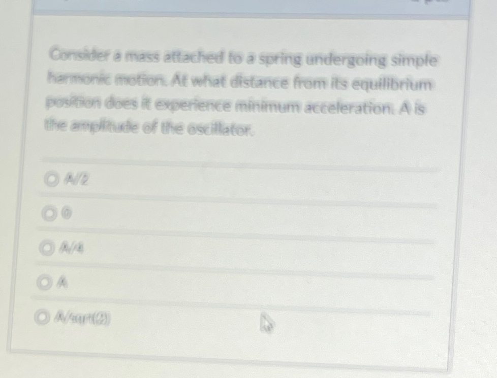 Consiter a mass attached to a spring undergoing