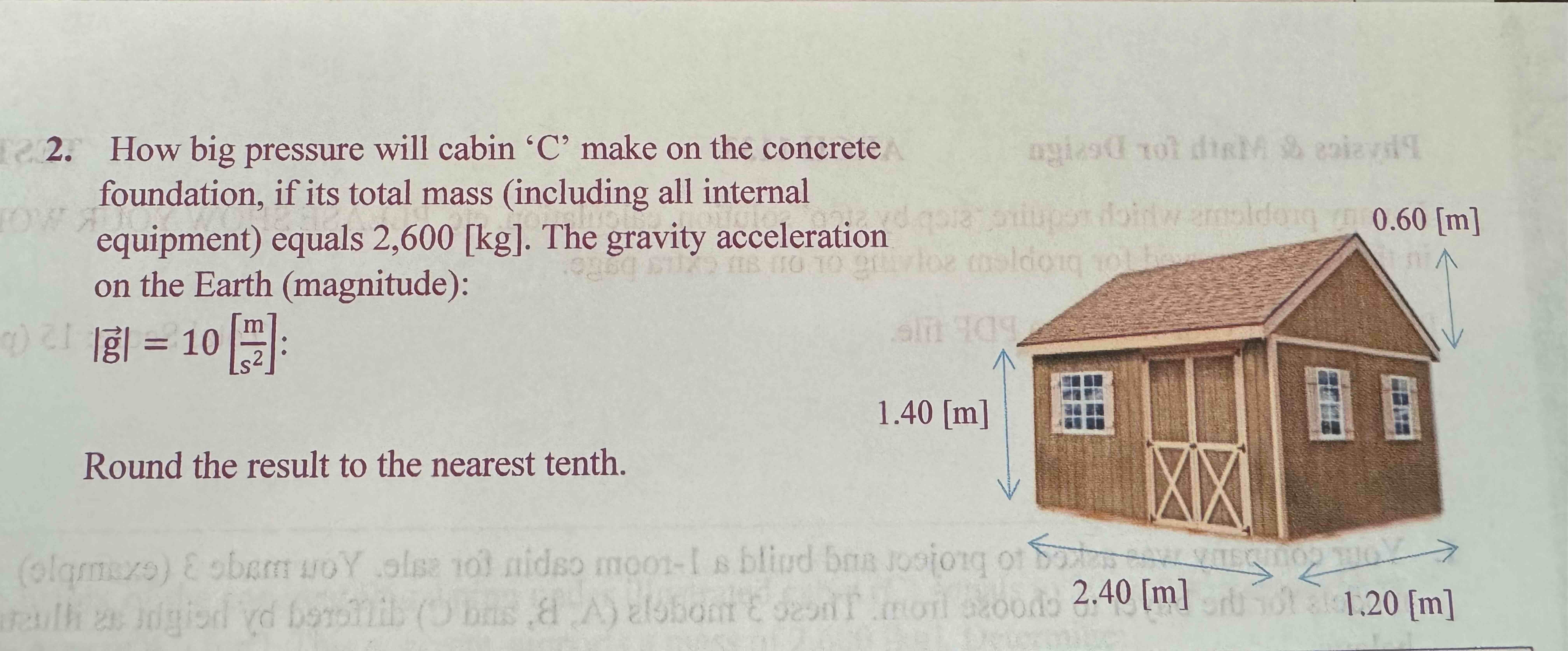 How big pressure will cabin ' C ' make on the