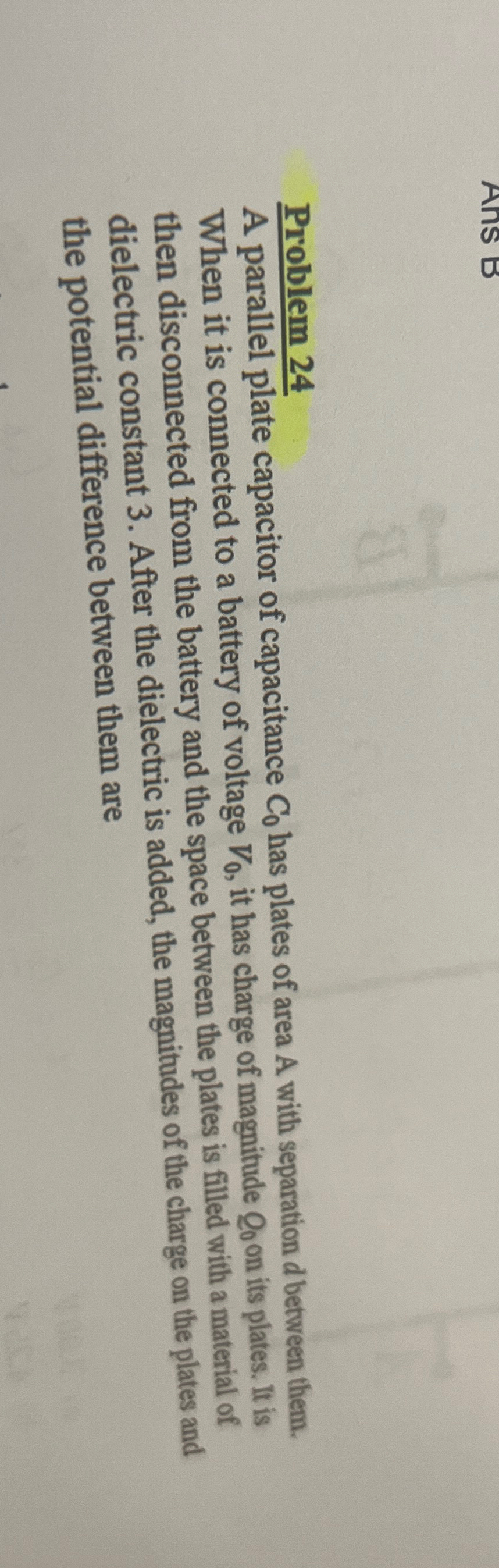 Problem 2 4 A parallel plate capacitor of