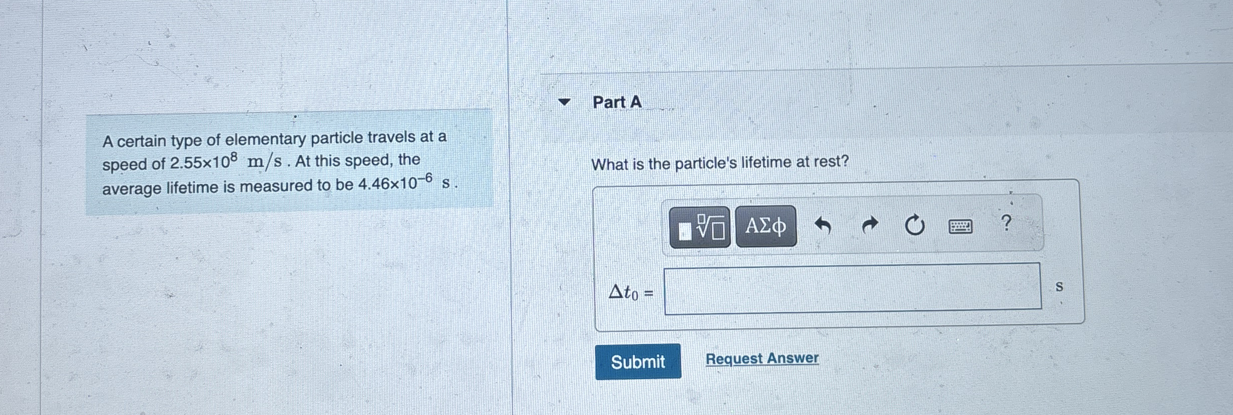 A certain type of elementary particle travels at