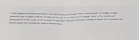 The highest recorded waterfall in the wortd is