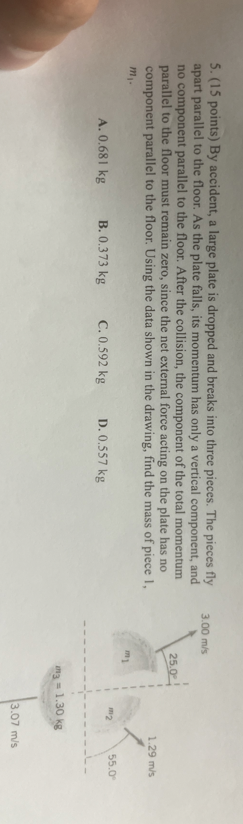 ( 1 5 points ) By accident, a large plate is