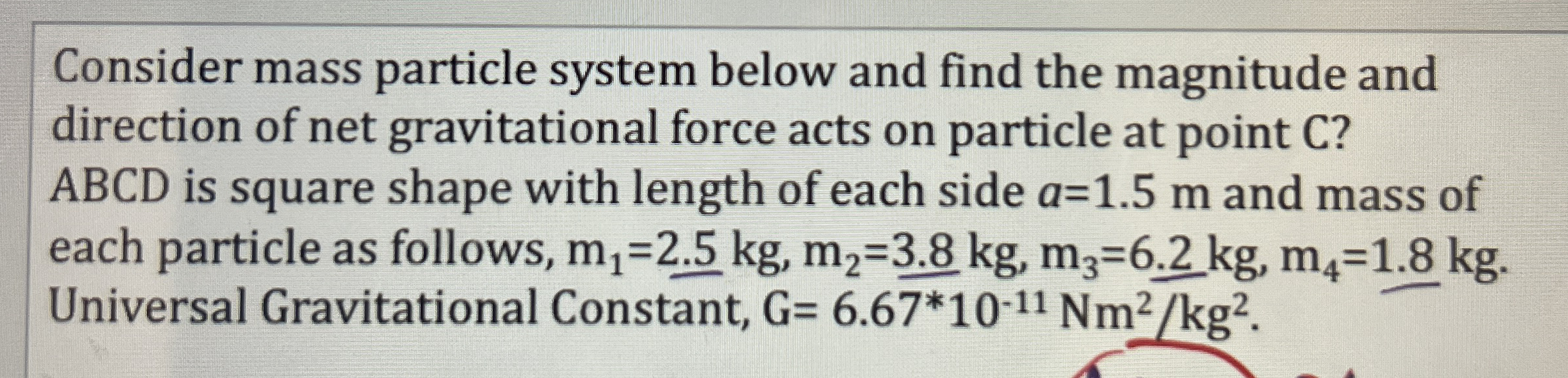 Consider mass particle system below and find the
