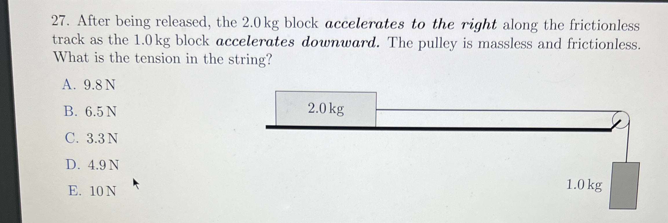 After being released, the 2 . 0 kg block