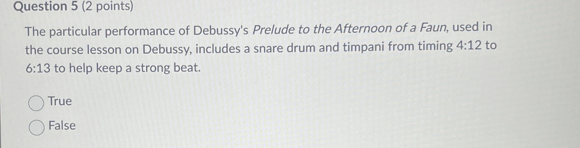 Question 5 ( 2 points ) The particular