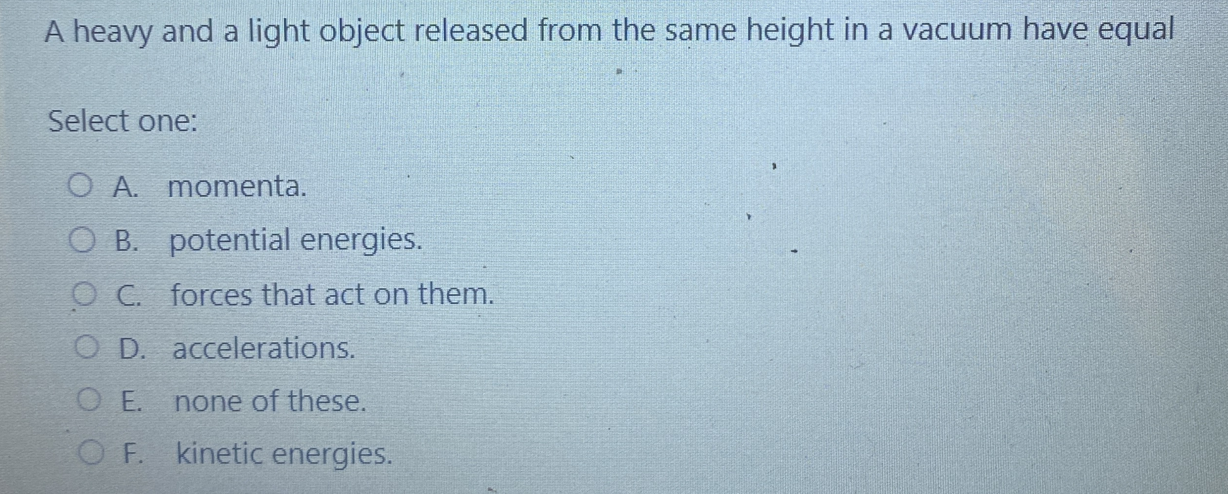 A heavy and a light object released from the same