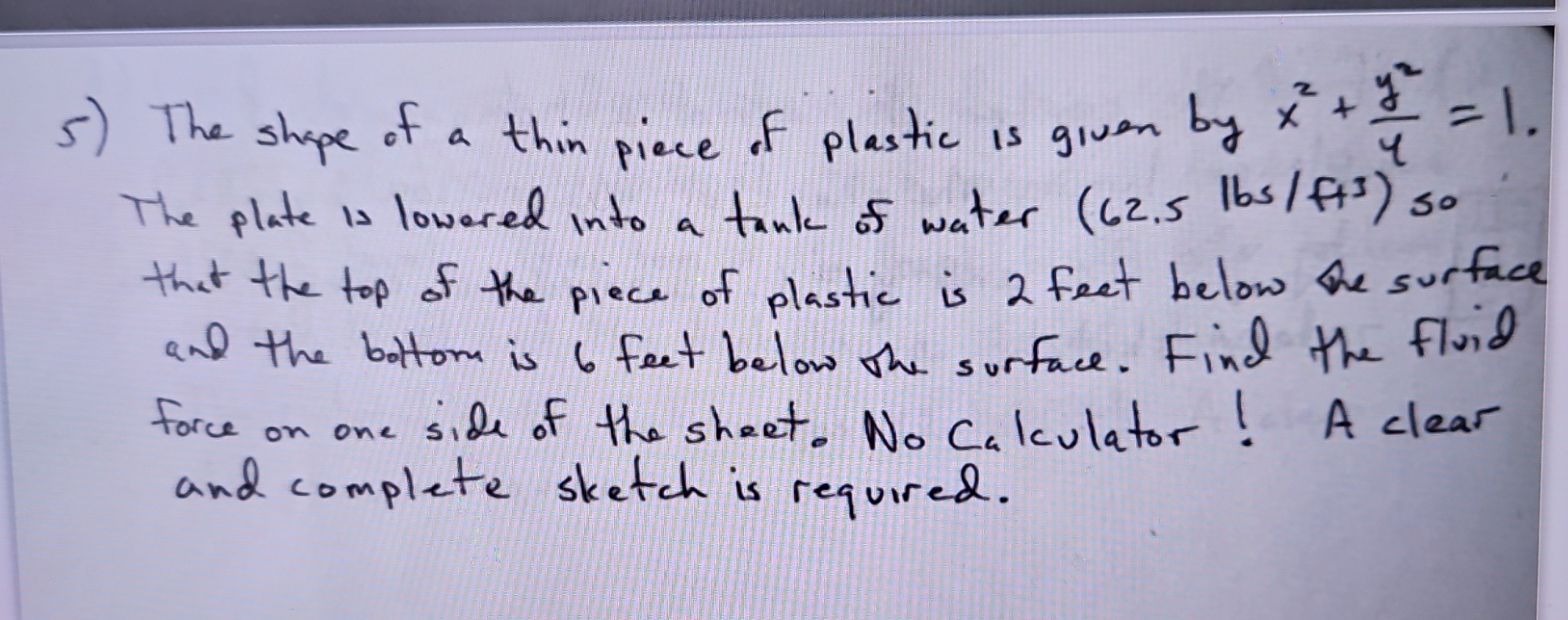 The shope of a thin piece of plastic is given by