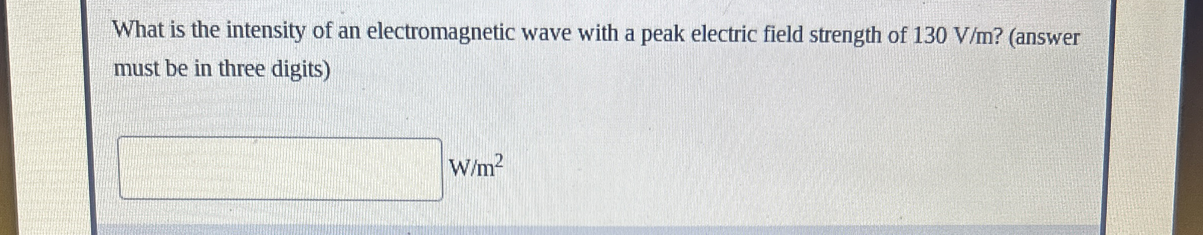What is the intensity of an electromagnetic wave