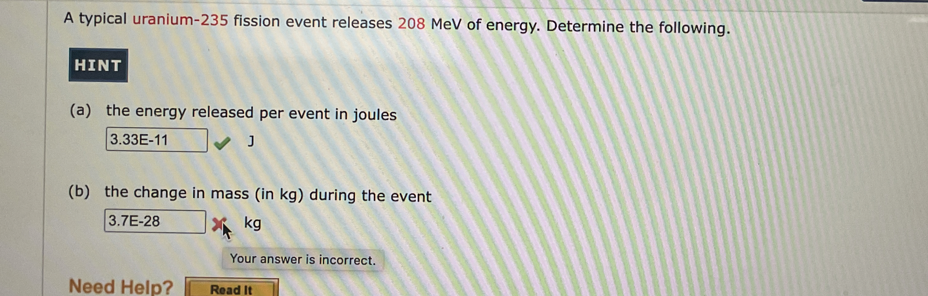 A typical uranium - 2 3 5 fission event releases