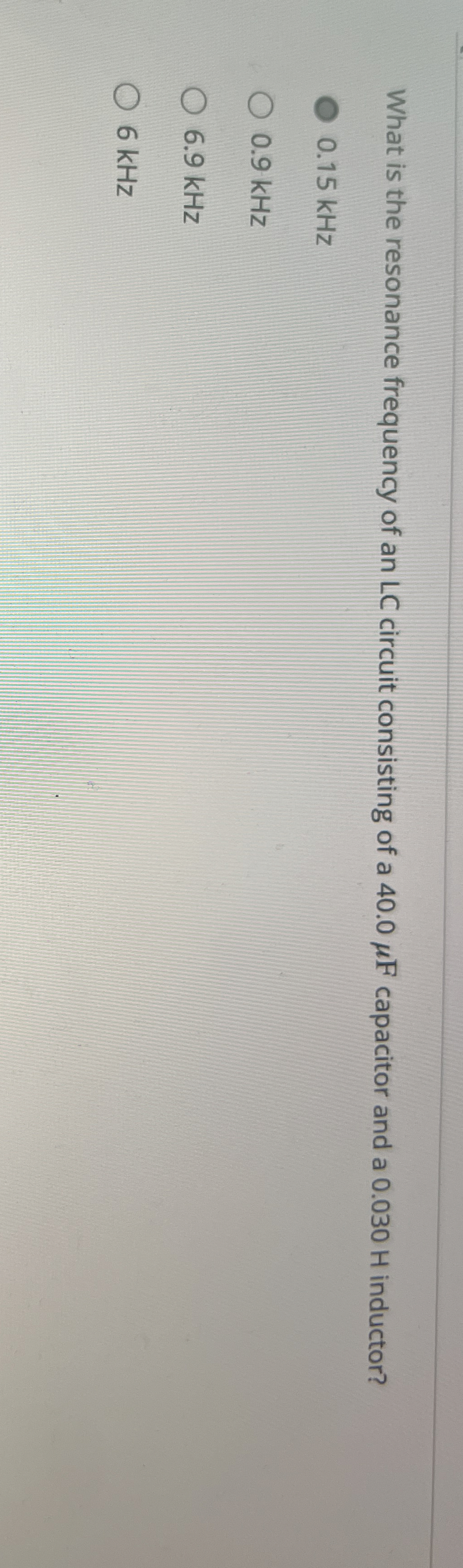 What is the resonance frequency of an LC circuit