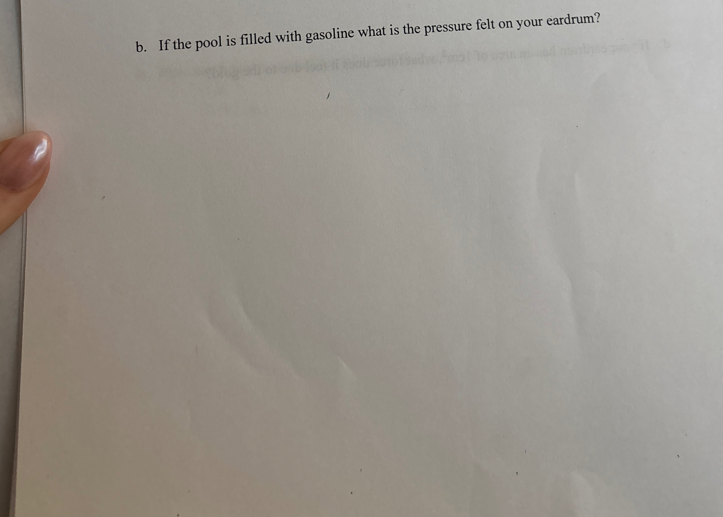 b . If the pool is filled with gasoline what is