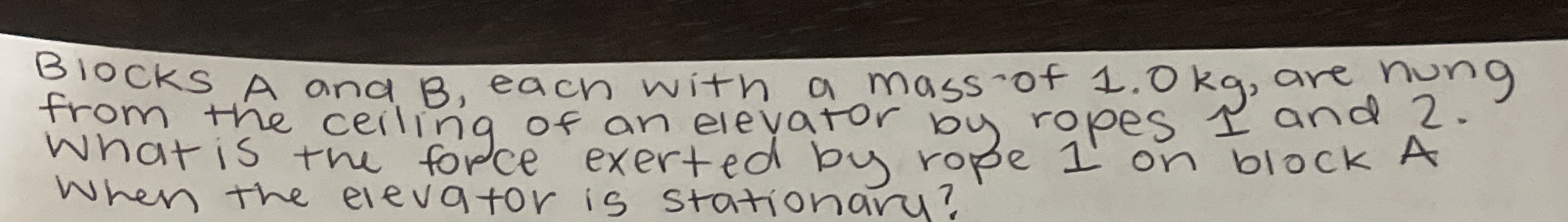 Blocks A and B , each with a mass of 1 . 0 kg ,