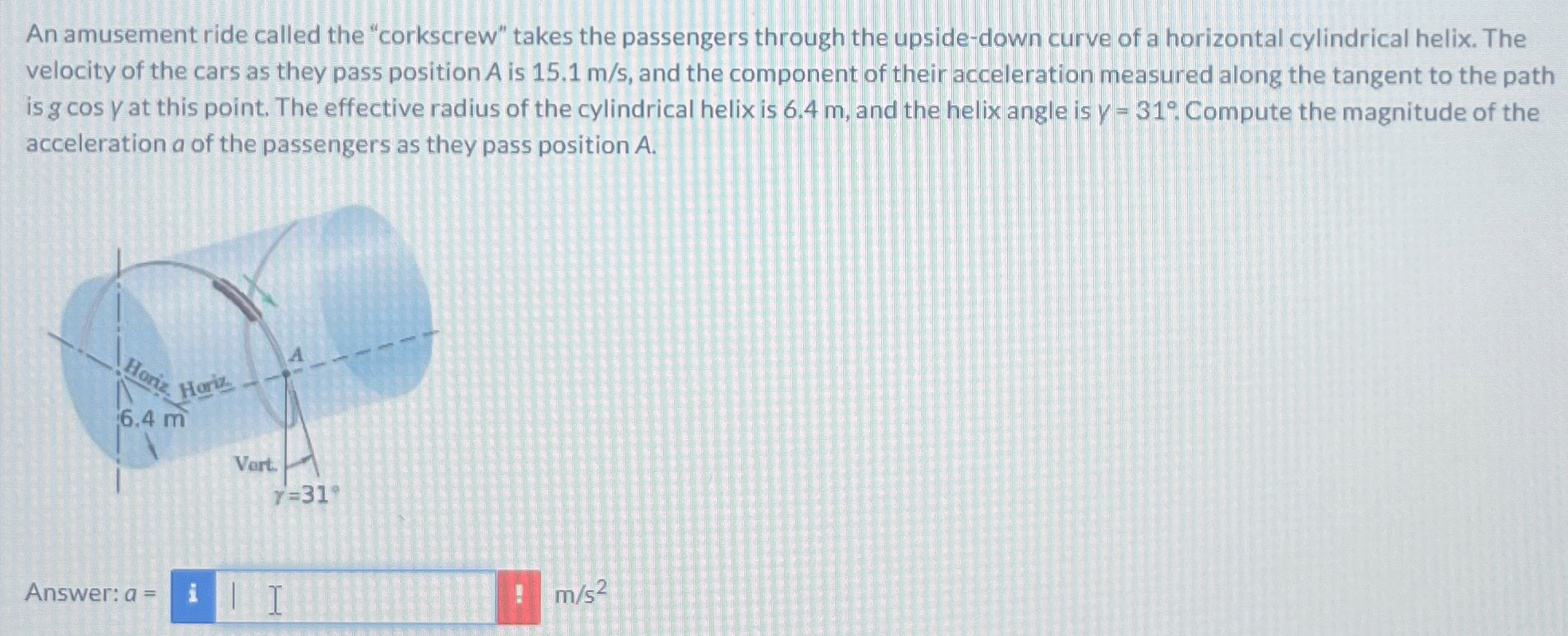 An amusement ride called the "corkscrew" takes