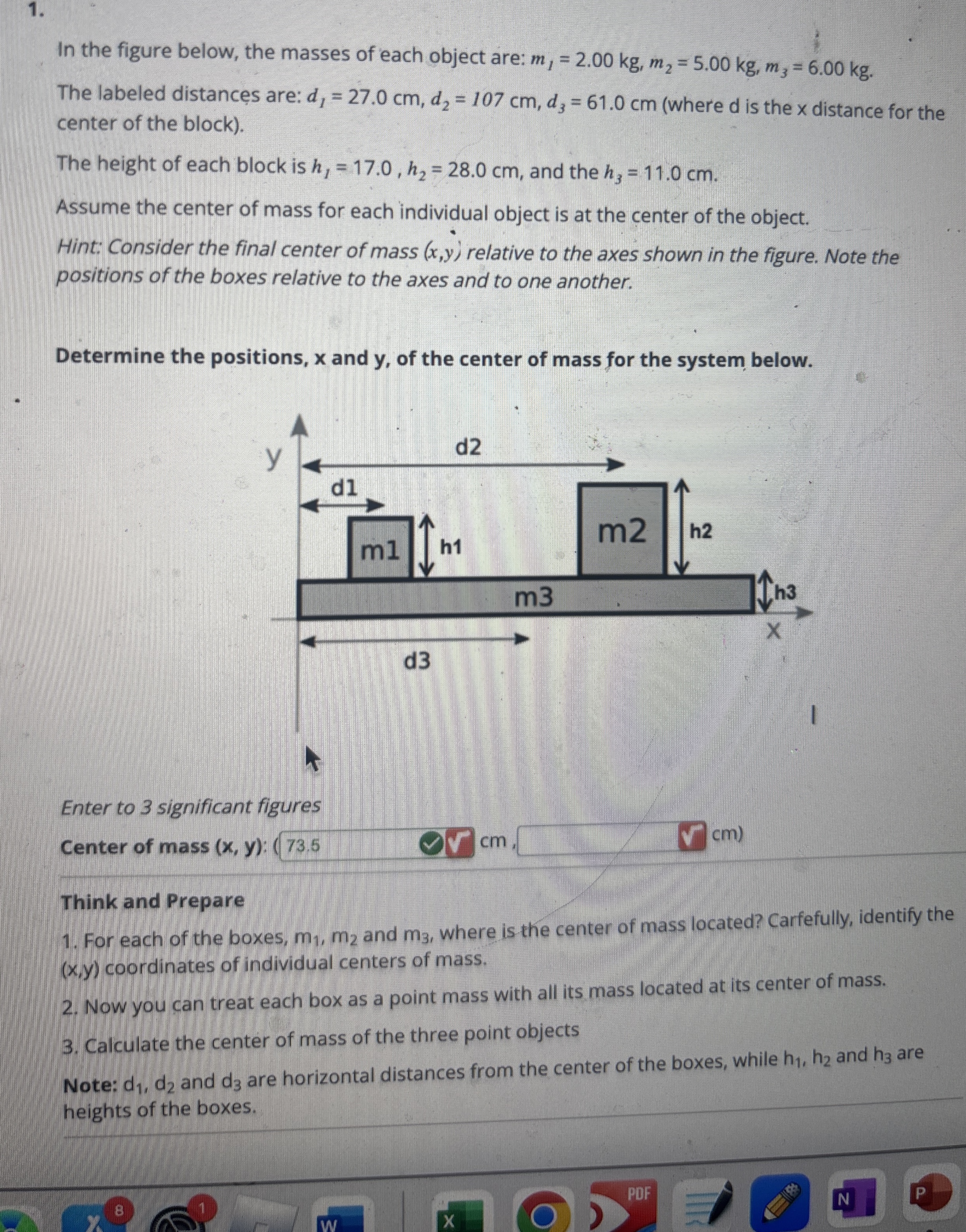 In the figure below, the masses of each object