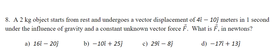 A 2 kg object starts from rest and undergoes a