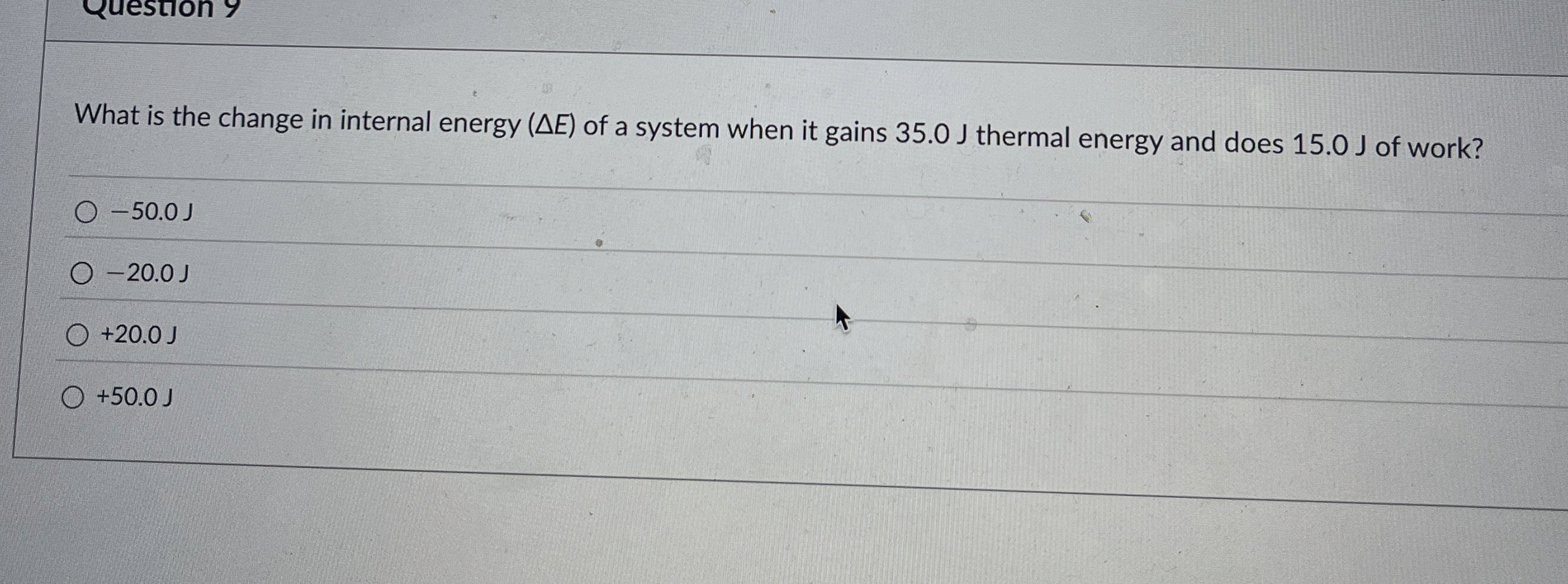 What is the change in internal energy ( E ) of a